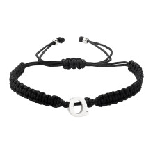 Personalized 26 Initial Bracelet Stainless Steel Silver Plated Letter Black Woven Bracelet Charm Bracelet Woven Bracelet For Men Women Girls