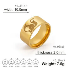 Anello RSAMD Fox per uomo e donna, in acciaio inossidabile, larghezza 10 mm, anello a fascia con animale, gioiello alla moda - 7 - Oro
