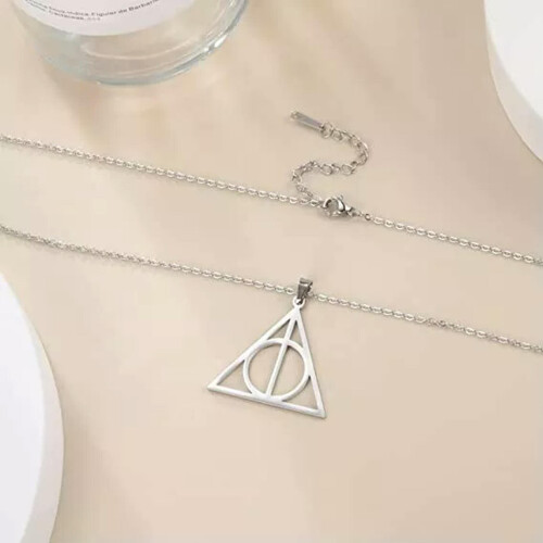 Κολιέ μενταγιόν RSAMD Deathly Hallows από ανοξείδωτο ατσάλι, κολιέ cosplay, κοσμήματα 2