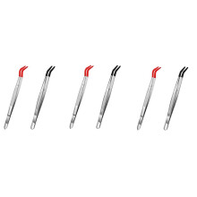 6 PCS Tweezers Curved Bent Rubber Tip Stainless Steel Crafts for Lab Jewelry Making