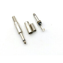 POUR 100 pièces Fiche mono métallique 6,35 mm avec protection de câble à ressort CONNECTEUR À SOUDER