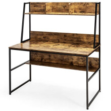 Escritorio 2 en 1 - HELLOSHOP26 - Diseño moderno - 120 x 57 x 140 cm - Biblioteca integrada - Metal y madera
