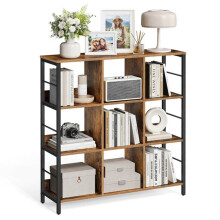 Biblioteca - HELLOSHOP26 - Estante de armazenamento 3 níveis - Estilo industrial - 9 cubos espaçosos - Aço preto