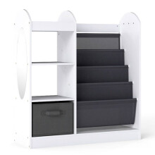 Biblioteca per bambini 87,5 x 30 x 90 cm con specchio e grande cassetto in