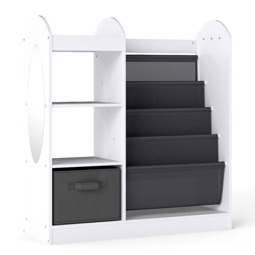 Biblioteca para crianças 87,5 x 30 x 90 cm com espelho e grande gaveta em