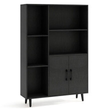 Biblioteca moderna - HELLOSHOP26 - 5 compartimentos abertos - Armário seguro - Preto - 80 x 23,5 x 119 cm