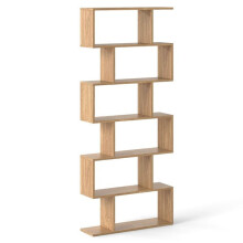 Bibliothèque en forme de S - HELLOSHOP26 - 6 étagères - Bois - 80 x 23 x 191 cm - Design moderne