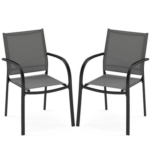 Tuinstoelen - HELLOSHOP26 - Set van 2 - Stapelbaar - Ergonomisch - Ademend stof