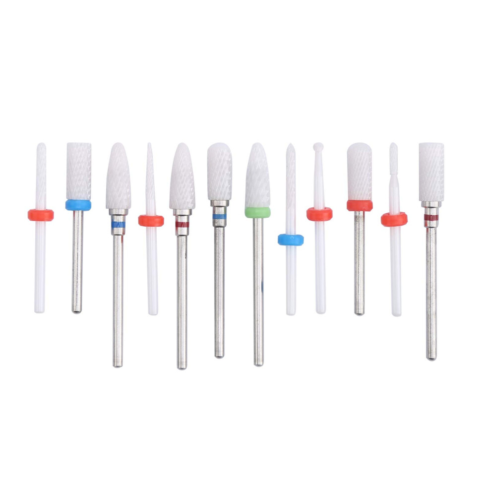 Ceramic Nail Drill Bit Set 12pcs for Precise Cuticle Removal and Professional Manicure Pedicure