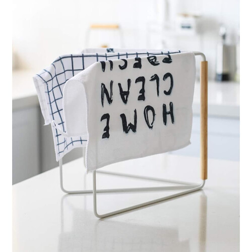 Countertop Towel Rack with Adjustable ThreeBar Foldable Design for Kitchen and Bathroom Storage 1