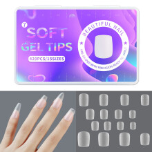420PCS Ultra Short Coffin Gel Nail Tips Set, Frosted Full Cover Nail Extensions with Case