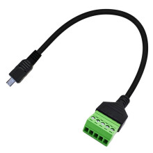 Cable adaptador para cámara de 30 cm, conector mini B de 8 pines a conector hembra de 5 pines, terminales de tornillo blindados, tipo enchufable.