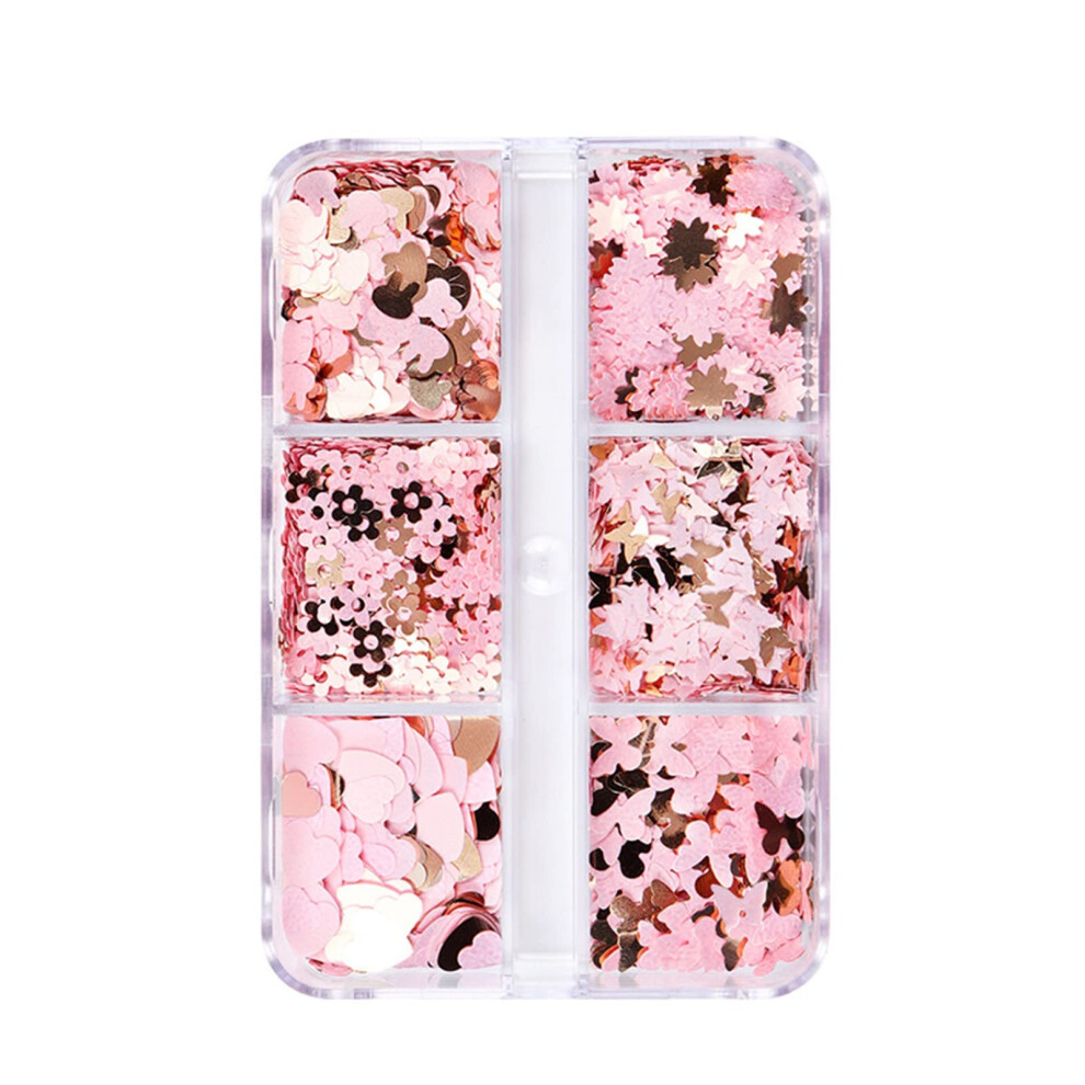 Pink/Gold Butterfly Nail Art Glitter Flakes 3D Holographic Nail Decoration Longlasting Sparkle