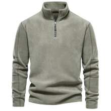 (Green, XL) Mens Half Zip Fleece Jacket Warm Winter Pullover Jumper Sweater Tops Sweatshirt