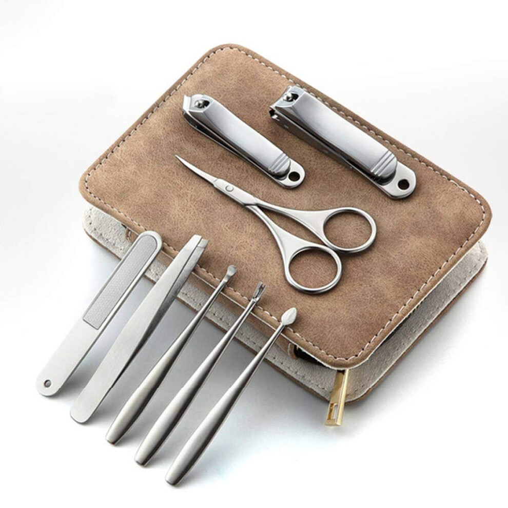Stainless Steel Manicure Pedicure Set with Multiuse Grooming Tools in Compact Travel Case