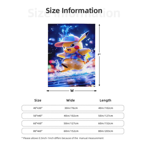 Blaincéad Lomra Pikachu - Blaincéad Caithimh Thar a Bhog, Gnéithe Leapa do Pháistí - Thar a Bhog 80"X60" 2
