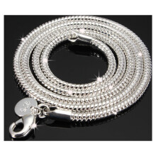 925 Sterling Ezüst Kígyólánc Nyaklánc, 2/3MM, 16'', 18'', 20'', 22'', 24''