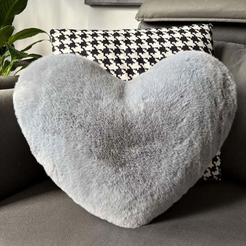 Μαλακό βελούδινο μαξιλάρι Shaggy Heart12"x10", διακοσμητικό μαξιλάρι διπλής όψης από