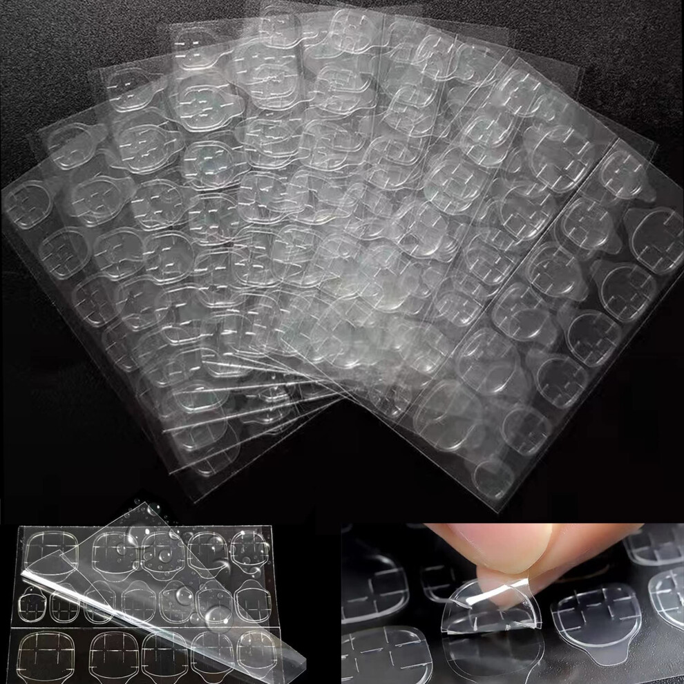 Clear Double Sided Nail Adhesive Tabs 240pcs Waterproof Flexible Glue Stickers for False Nails
