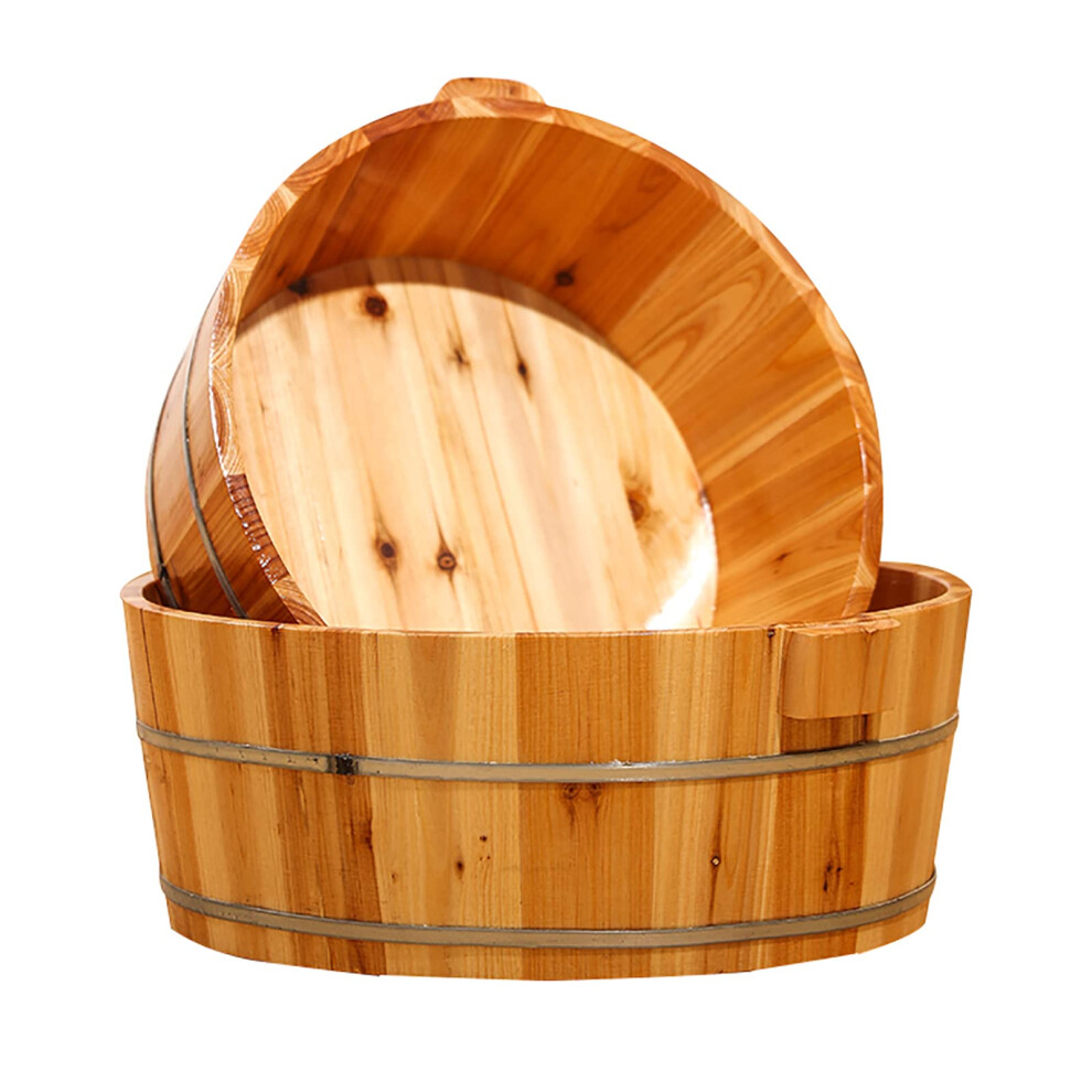 Wooden Foot Spa Solid Wood Soaking Tub with Heat Therapy for Home Pedicure and Fatigue Relief