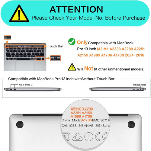 Compatível com MacBook Pro de 13 polegadas (2024-2016) - Capa rígida 1