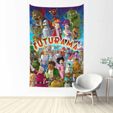 Futurama Anima -gobeliinijuliste, makuuhuoneen sisustusseinävaate teini-ikäisille pojille, asuntolan olohuone