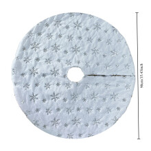 Gonna per albero di Natale YZhouD da 48 pollici per decorazioni natalizie e per feste, in peluche bianco con fiocchi di neve dorati e paillettes (oro)