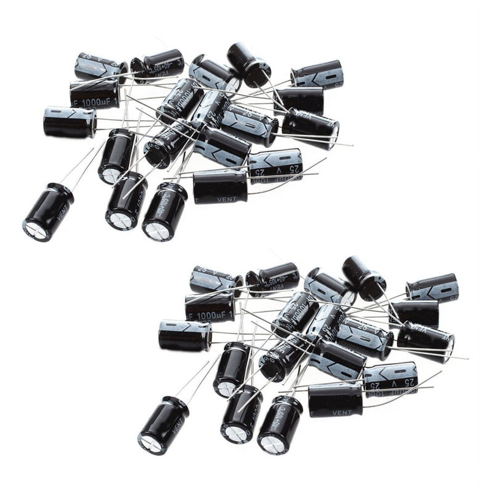 40 Pcs 1000Uf 25V 105C Radial Electrolytic Capacitors Black 10X17mm 9433291348970