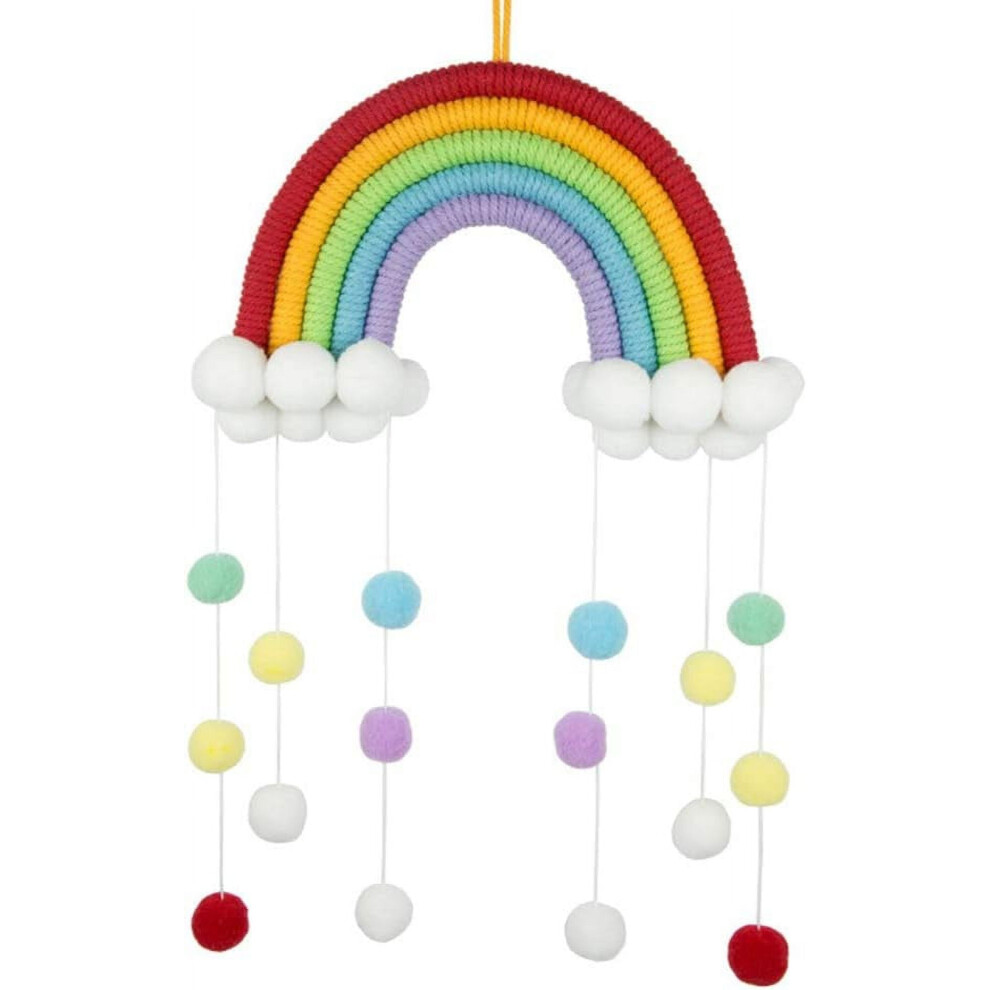 LINLIN Rainbow Wall Hanging, Hand Woven Macrame Cloud Tapestry, Boho Nursery Decor for Kids, Baby Room, Girls Gift, Playroom & Bedroom Decoration
