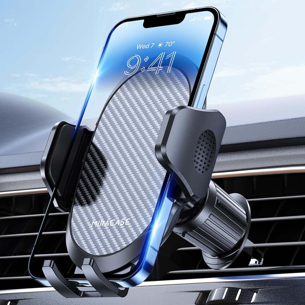 Car Phone Holder With Metal Hook Clip, Air Vent Mount For Iphone Android & All Smartphones, - Compatible With Dark/Black 9433291350317