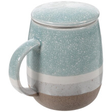 Ceramic Tea Mug with Strainer and Lid, Large Capacity KilnGlazed Porcelain Coffee Cup for Home and Office