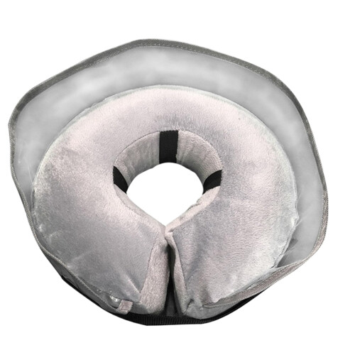 Inflatable Dog Collar for Post Surgery Recovery, Soft Adjustable Cone with Quick Drying Gray L
