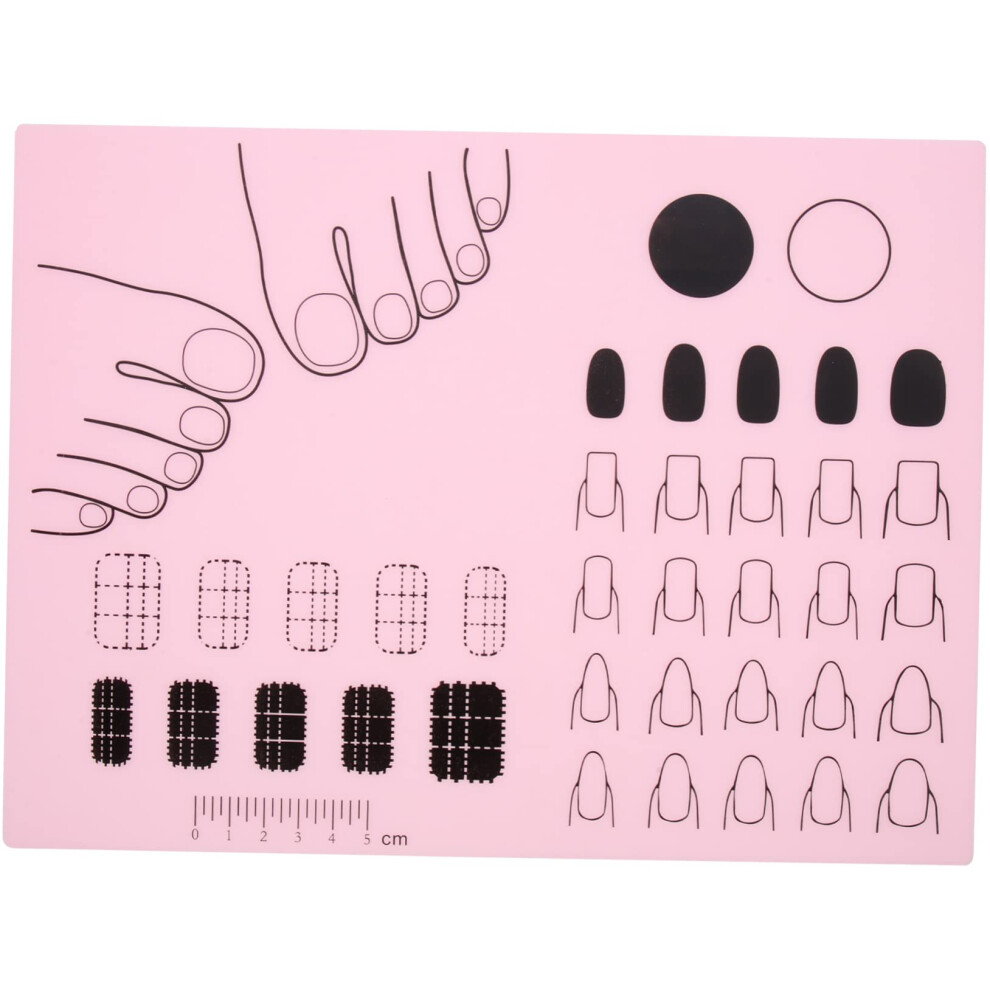 Pink Silicone Nail Art Stamping Mat with Builtin Ruler for Workspace Protection and Practice