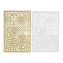 Nail Art Stamping Plate with Multiple Floral Lace Butterfly Patterns, Stainless Steel Manicure Template