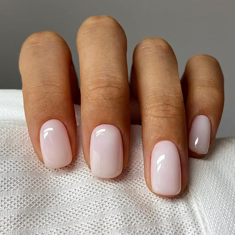 White Short Press On Nails Pink French Tip Fake Nails LongLasting Reusable 24pcs for Women