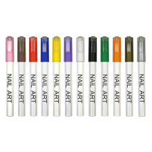 12Pcs Nail Art Pen Set with Fine Tip Liner for Precise Detailing and Multicolor Nail Designs