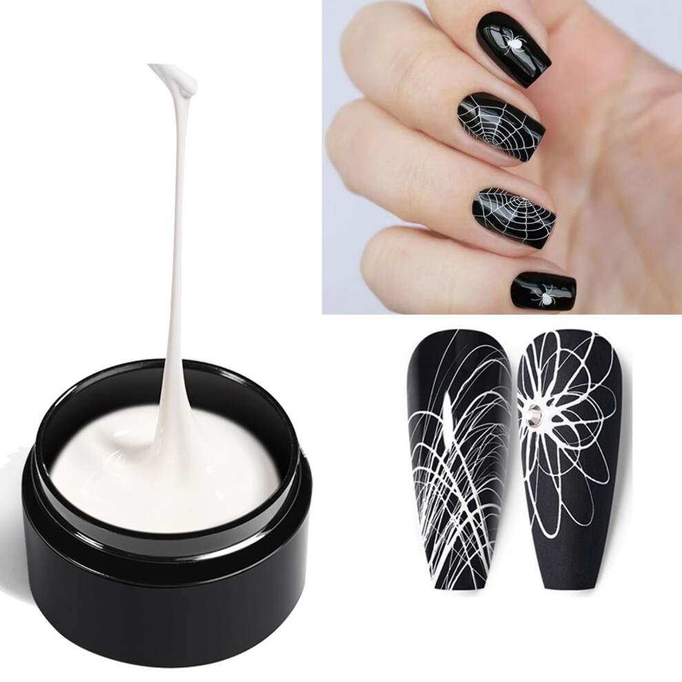 White Gel Nail Polish For Precision Line Drawing Nail Art, Led Curable, Longlasting Gloss
