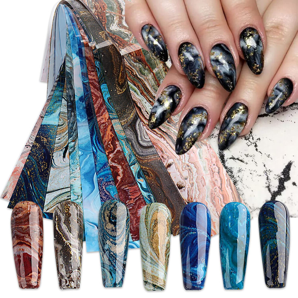 10 Sheets Marble Nail Foil Transfer Stickers Set for Fast Holographic Nail Art Decoration