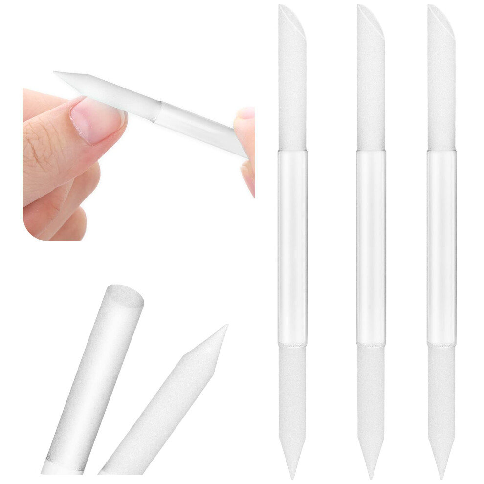 Glass Nail File Set with Cuticle Pushers, DualEnd Nail Care, Clear, Reusable for Manicure