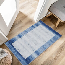 Haperlare 2' x 3' Bordered Rug Machine Washable Rug Non Slip Low Pile Modern Indoor Area Rug Mat Small Throw Doormat Rug, Blue/Beige