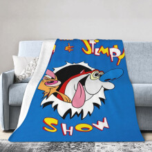 Pături de pluș pentru călătorii, cu tematică Ren și Stimpy, pentru dormitor, living, canapea și birou