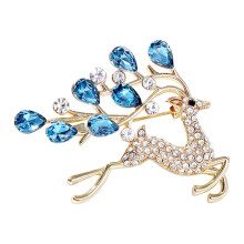 Broche de reno Replio para mujer, broche de animal con circonita brillante, broche de ciervo Sika bonito, regalos