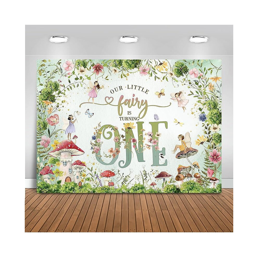 Custom Fairy 1St Birthday Backdrop, Princess Girl Happy First Mushroom Fairy Birthday Background, Little Flowers Fairy Tale Wonderland Party 9170372863709