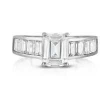 3.00 CTTW Emerald Cut Simulated Diamond Bridal Ring 18K White Gold Plated Sizes 6-9