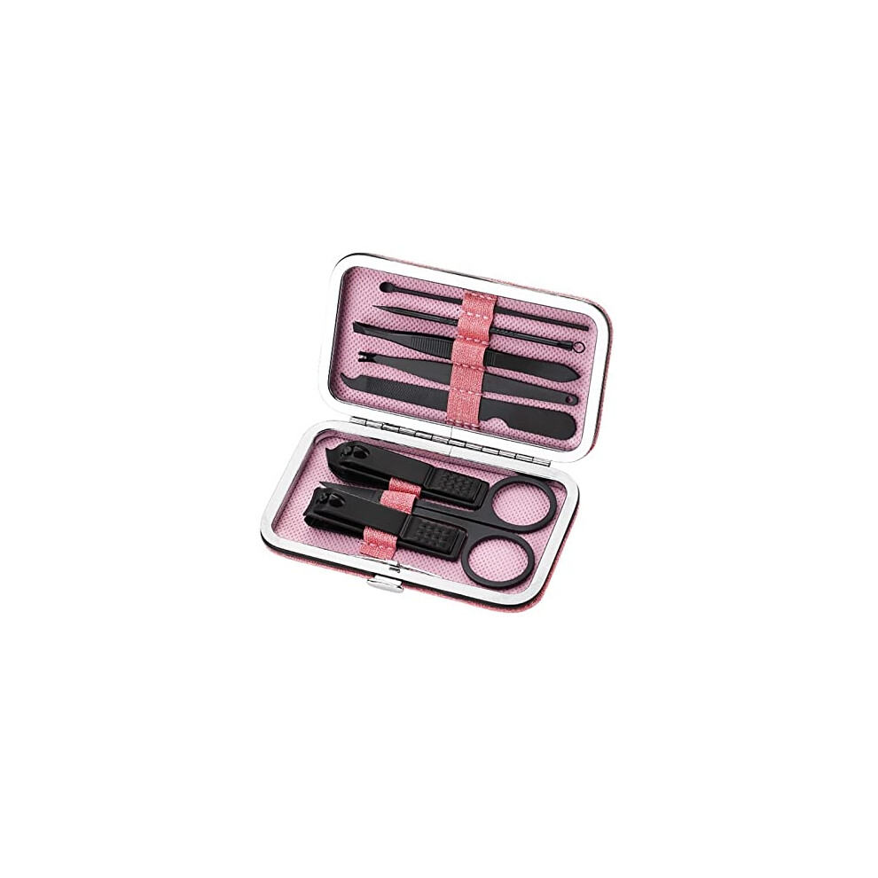 Pink Stainless Steel Nail Clippers Set With Precise Sharp Blades, 8Pcs Manicure Pedicure Kit