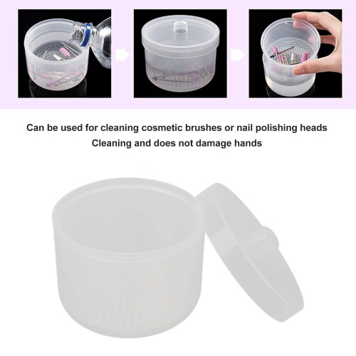 Nail Tool Cleaning Box with Removable Strainer for Nail Drill Bits and Makeup Brushes 1