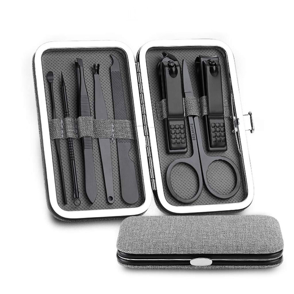 Manicure Set Professional Stainless Steel Nail Clippers Kit with Multiuse Grooming Tools Gray