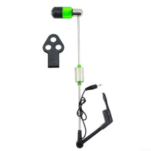 Carp Fishing Bite Alarm with Colored LED Alerts, Stainless Steel, 100g Lightweight Green Indicator