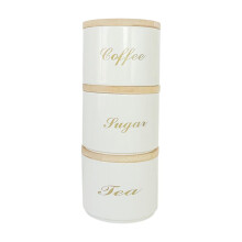 DOMELAY 3-teiliges luftdichtes Küchenbehälter-Set für Kaffee, Tee und Zucker, Weiß