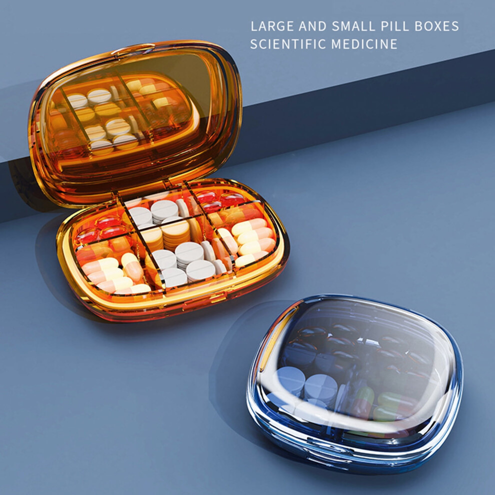 SUSUchens Transparent Daily Pill Organizer with Separate Compartments Waterproof Moisture-proof Pill Storage Case Light Yellow Size B
